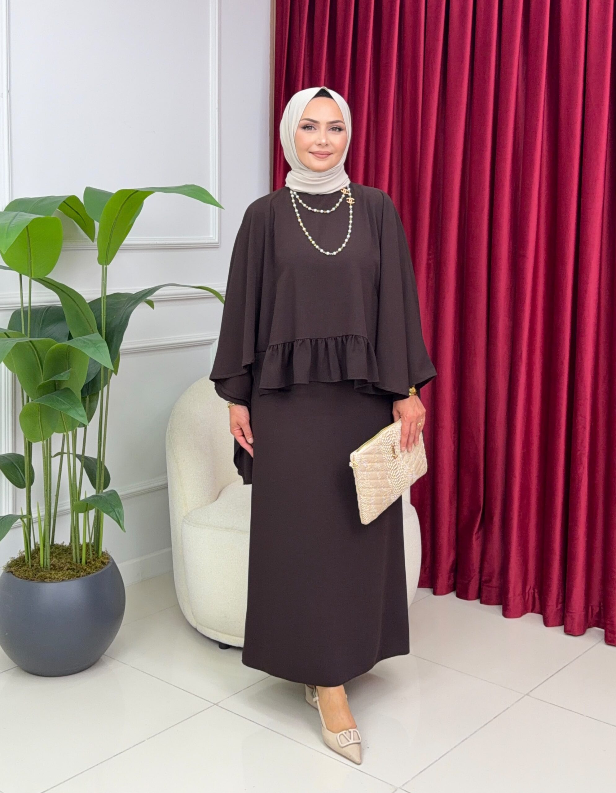 Lola Pelerinli Etekli — Kahve