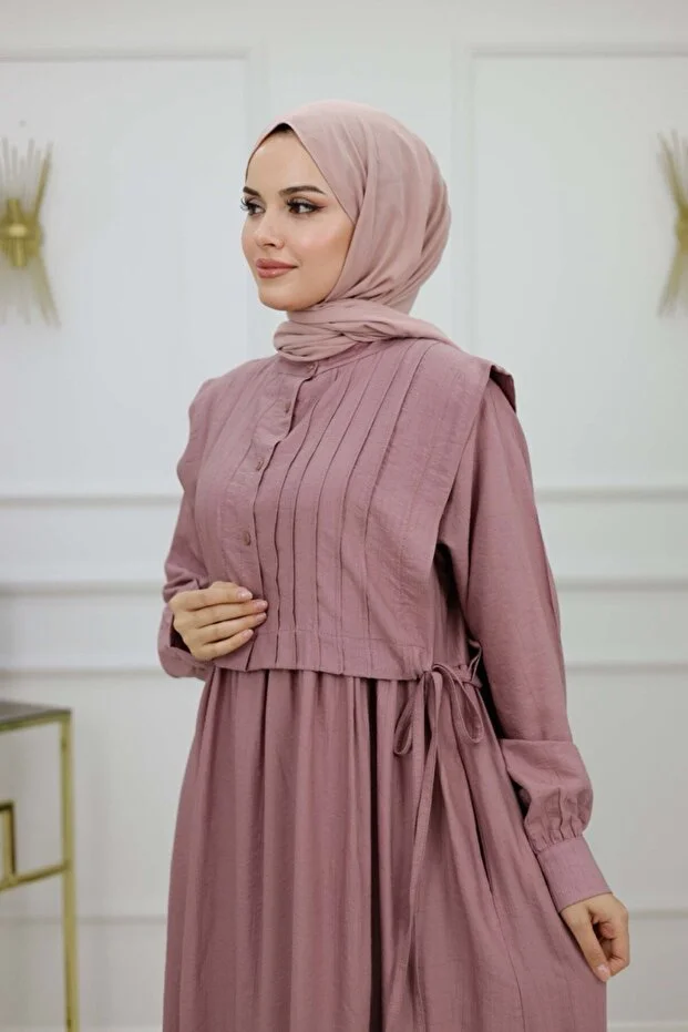 Dicle Yelekli Elbise — Pembe